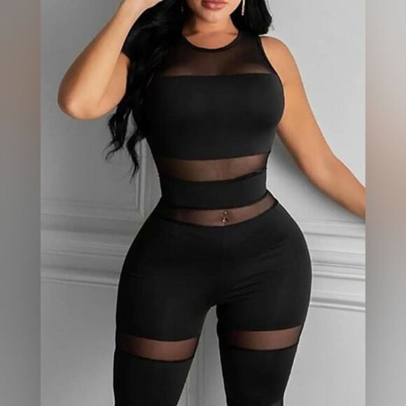 Sexy mesh front Jumpsuit sz 0X - Picture 8 of 10